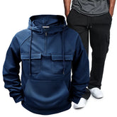 Men's Full Size Pocketed Drawstring Hoodie and Pants Set Plus Size
